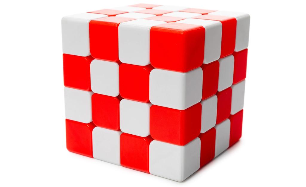 4x4x4 Sudoku Cube - 2-Color, White/Red