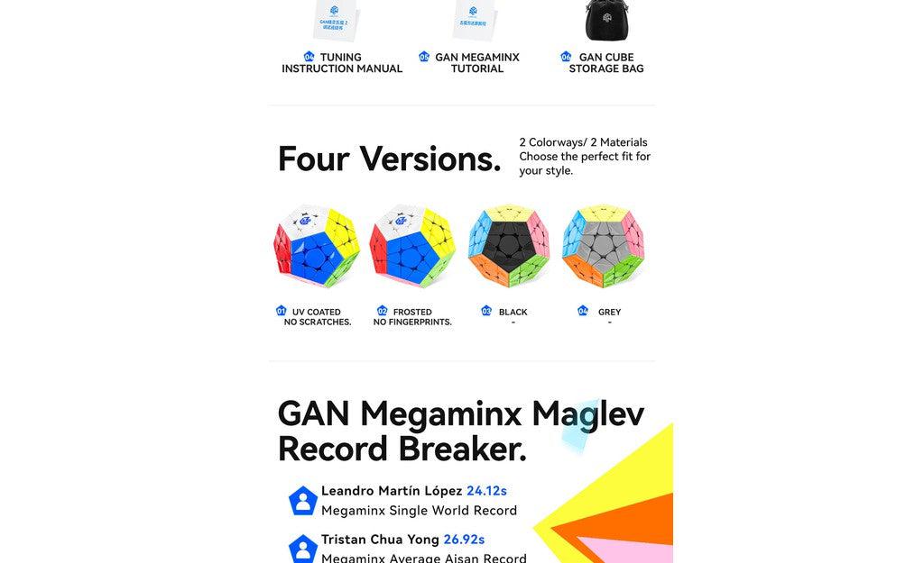 GAN Megaminx V2 MagLev Ball-Core UV Coated stickerless magnetic megaminx detail