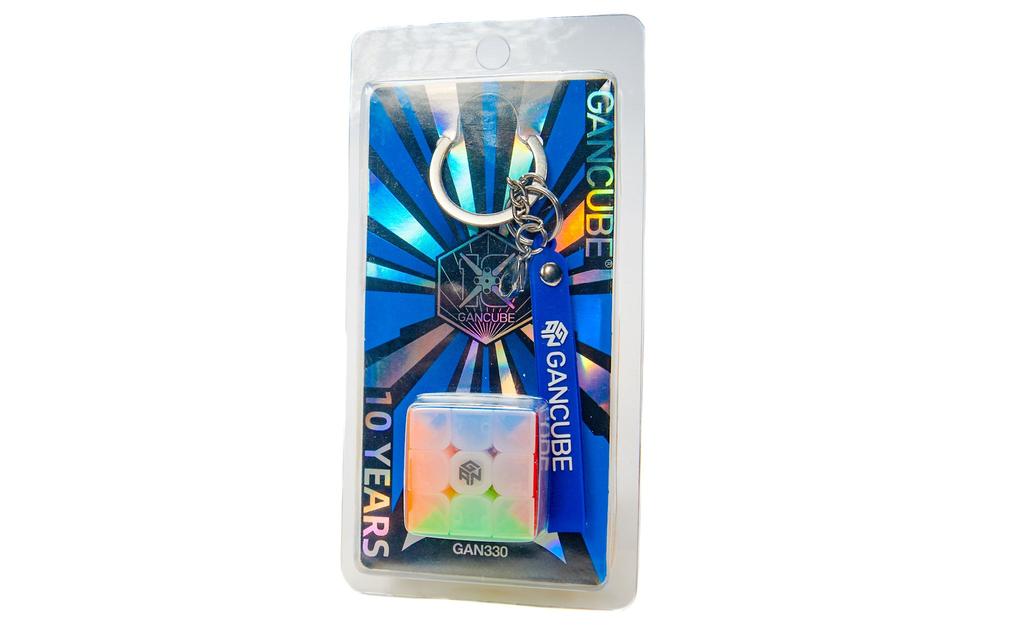 GAN 330 3x3 Mini 3.3cm Keychain 10th Anniversary Edition stickerless in hand