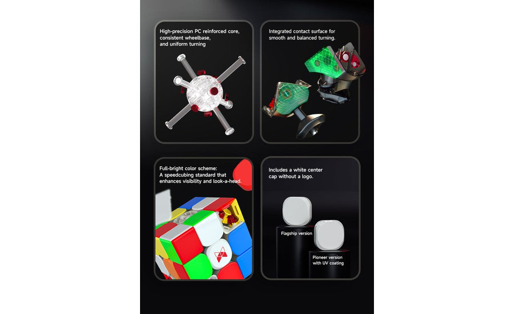 X-Man Tornado 3x3 V4 Pioneer Magnetic MagLev Ball-Core UV Coated stickerless detail