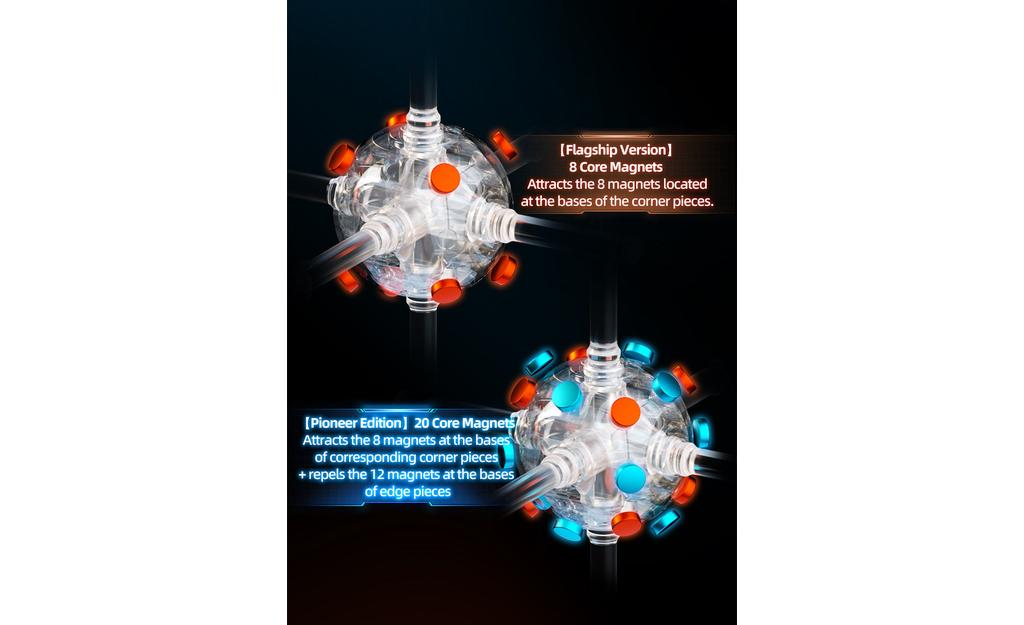 X-Man Tornado 3x3 V5 Pioneer Magnetic MagLev 20-Magnet Ball-Core UV Coated stickerless detail