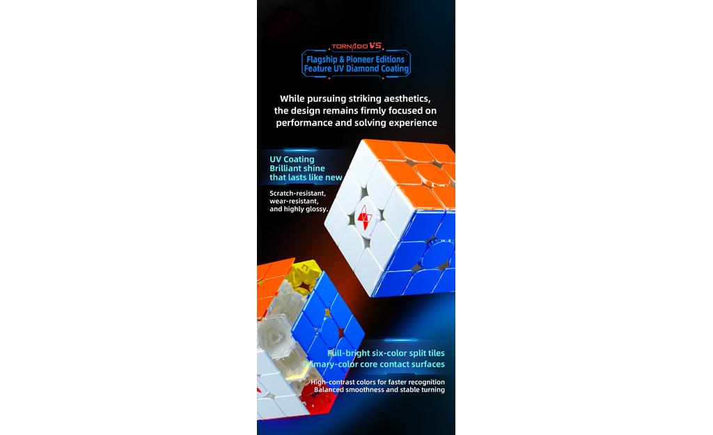 X-Man Tornado 3x3 V5 Pioneer Magnetic MagLev 20-Magnet Ball-Core UV Coated stickerless detail