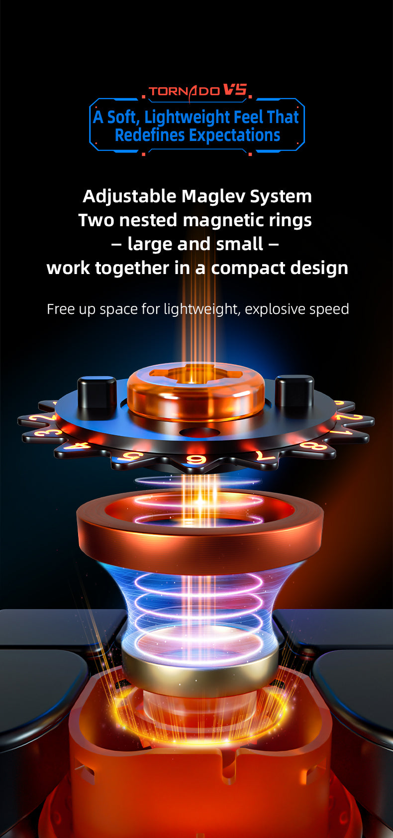X-Man Tornado 3x3 V5 Pioneer (Magnetic, MagLev, 20-Magnet Ball-Core, UV Coated) - Black Internals