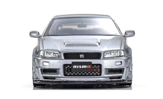 1/43 Scale Gray Nissan Skyline GT-R R34 NISMO Grand Touring Diecast Car