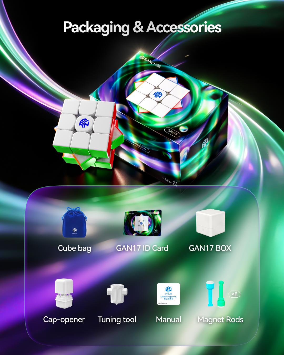 GAN 17 MagDrive stickerless magnetic 3x3 speed cube packaging