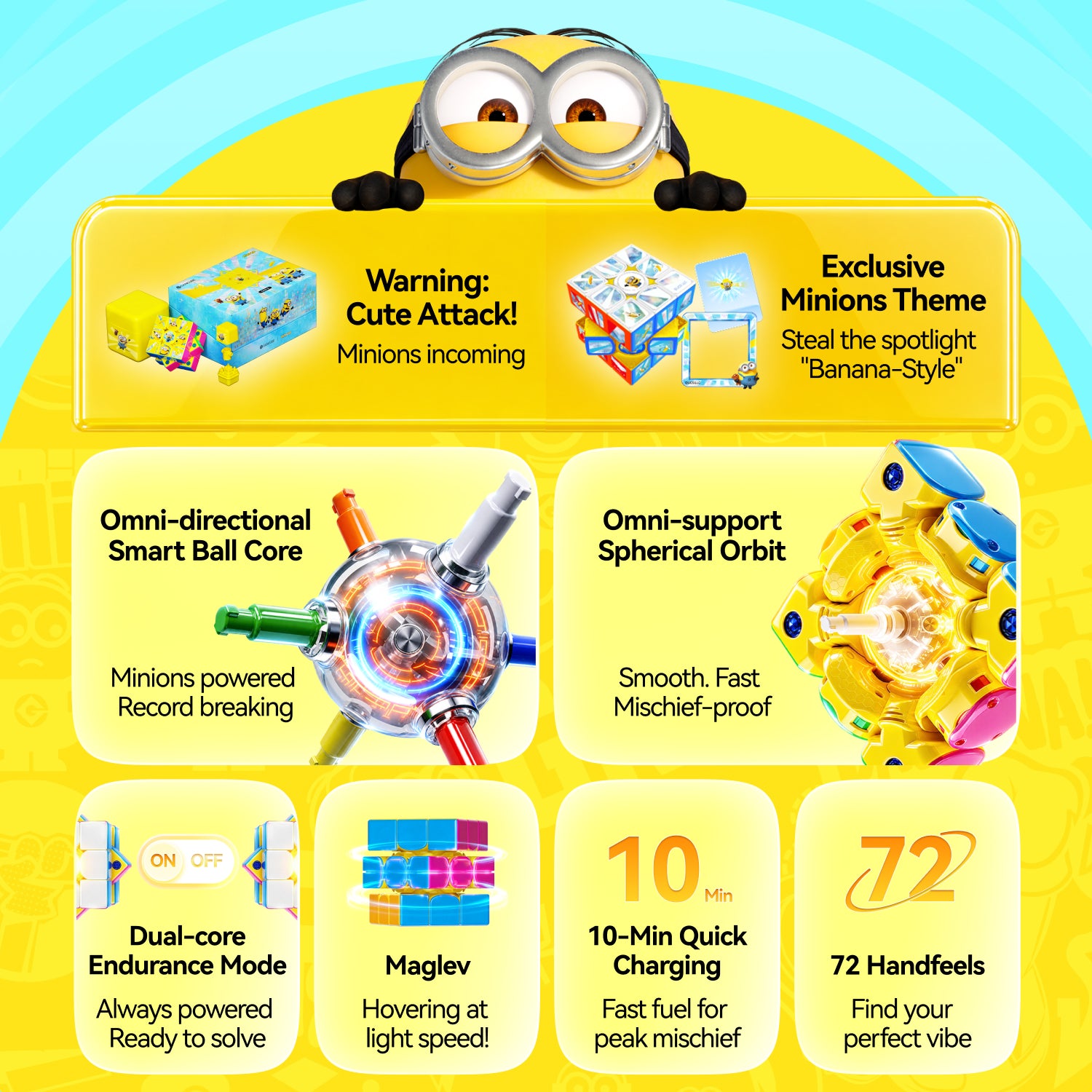 GAN i4 3x3 (Magnetic, MagLev, Ball-Core) - Minions Edition, Bluetooth Smart Cube
