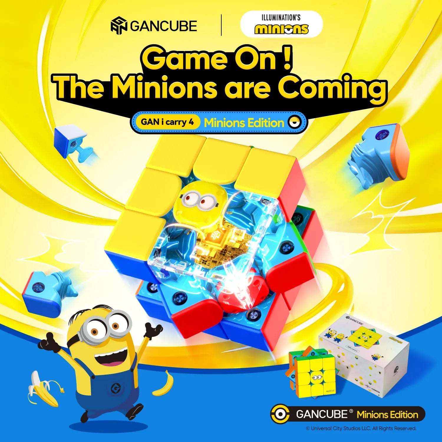 GAN i Carry 4 3x3 (Magnetic) - Minions Edition, Bluetooth Smart Cube