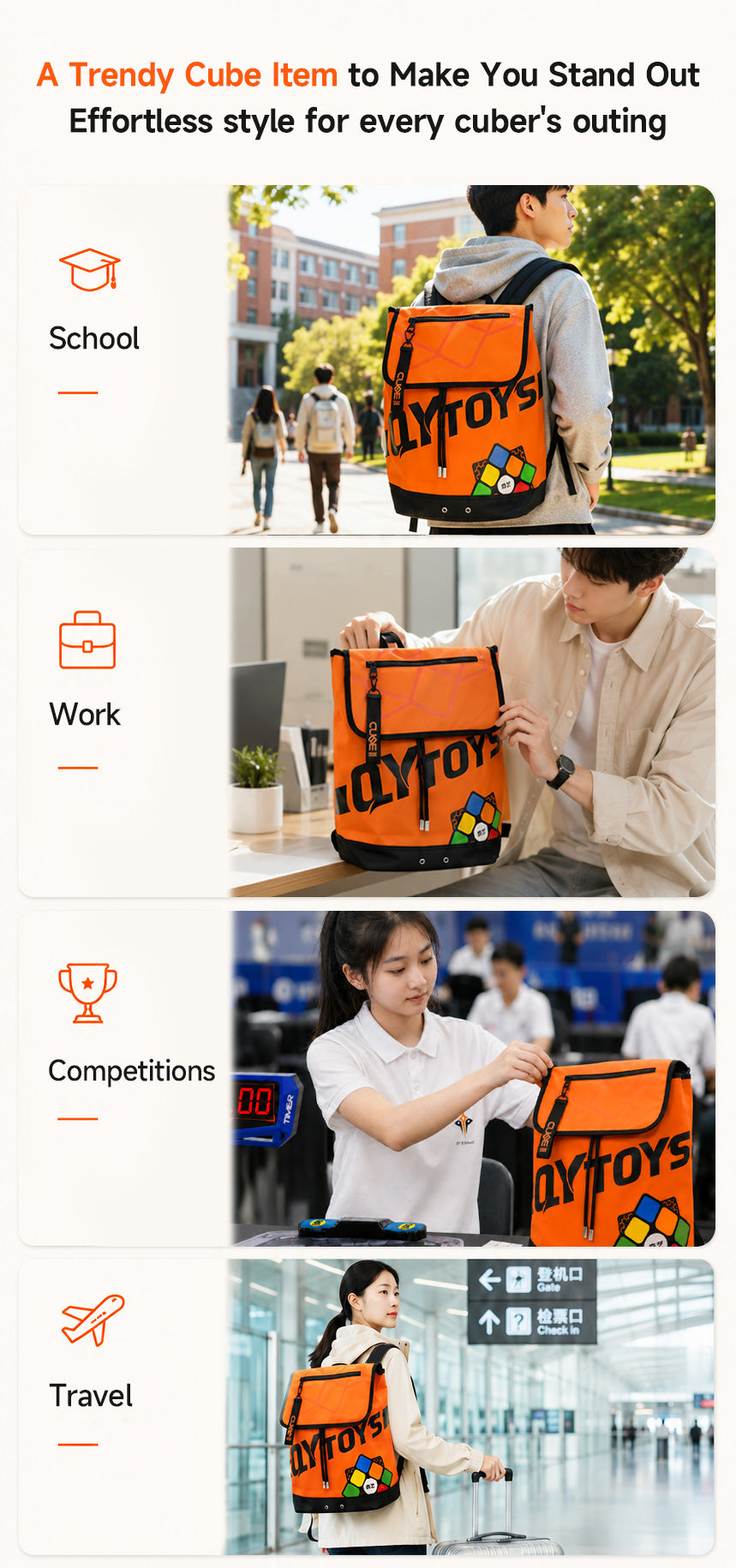 QiYi Cube Forever Backpack V2 orange detail
