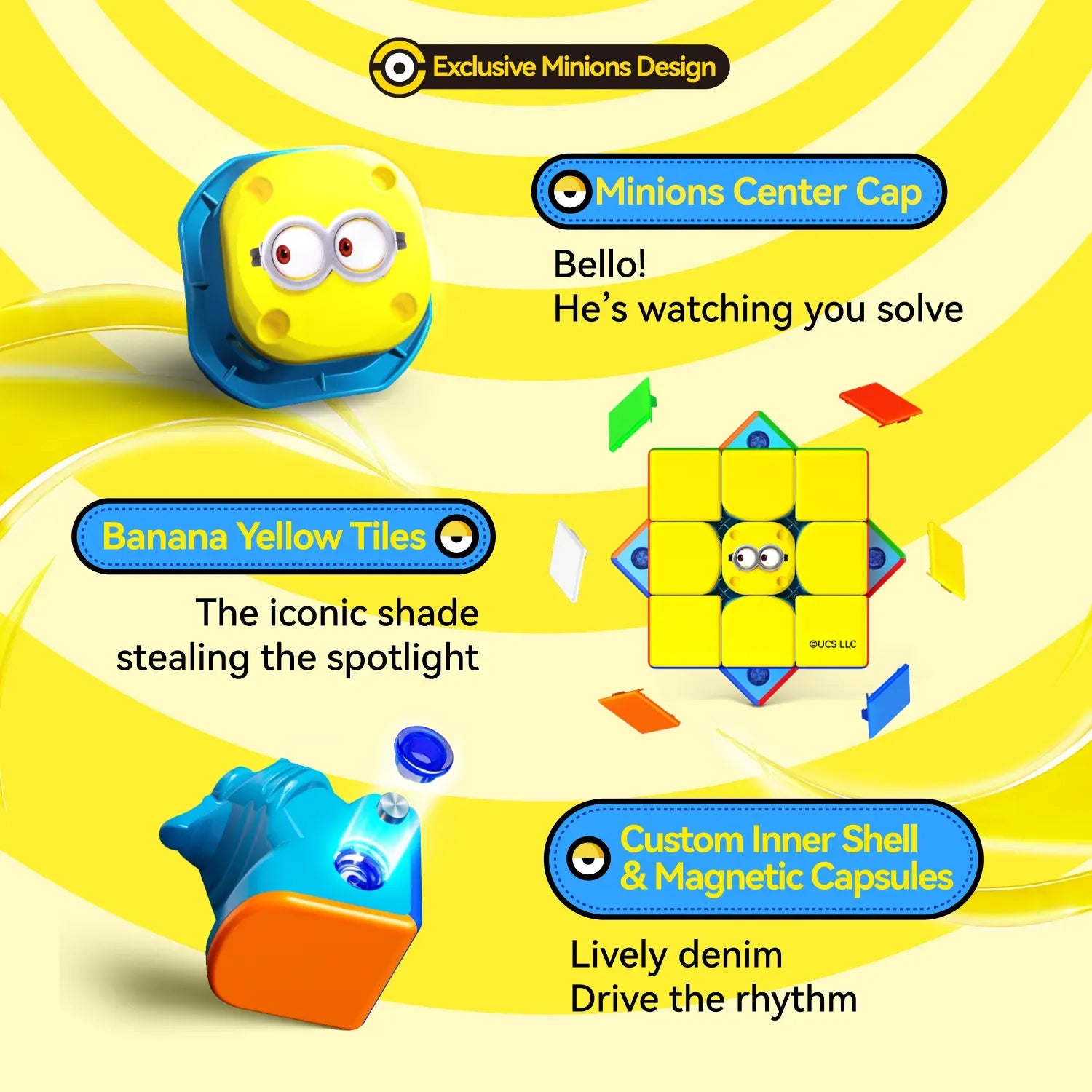 GAN i Carry 4 3x3 (Magnetic) - Minions Edition, Bluetooth Smart Cube