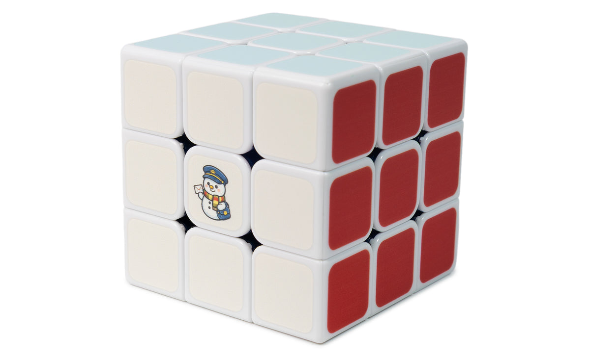 Snowman Postmaster Christmas 3x3 speed cube, solved
