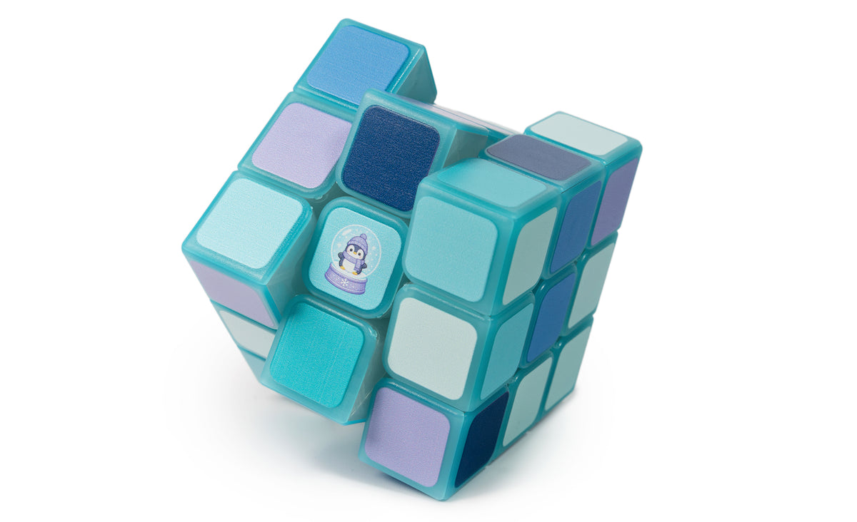 Snow Globe Dreamer rare penguin 3x3 speed cube, scrambled