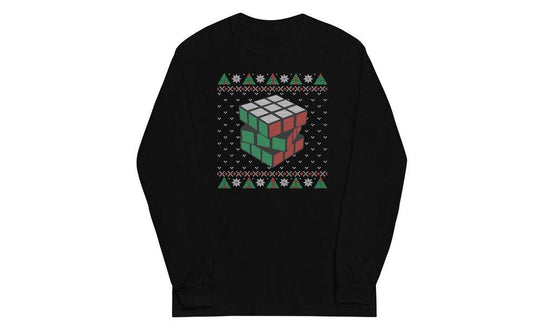 Rubik's Cube Ugly Christmas Long Sleeve Shirt | SpeedCubeShop