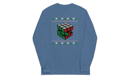 Rubik's Cube Ugly Christmas Long Sleeve Shirt | SpeedCubeShop