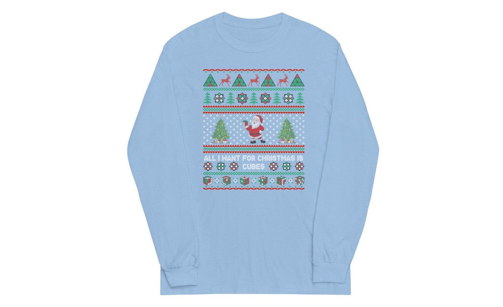 All I Want For Christmas Is Cubes - Rubik's Cube Long Sleeve Shirt | SpeedCubeShop