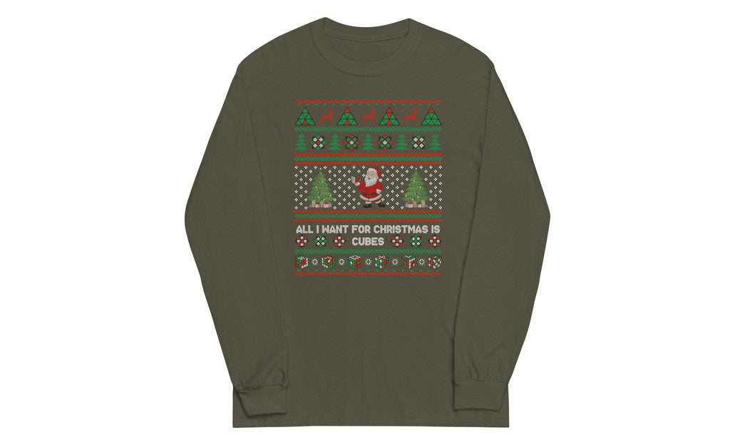 All I Want For Christmas Is Cubes - Rubik's Cube Long Sleeve Shirt | SpeedCubeShop