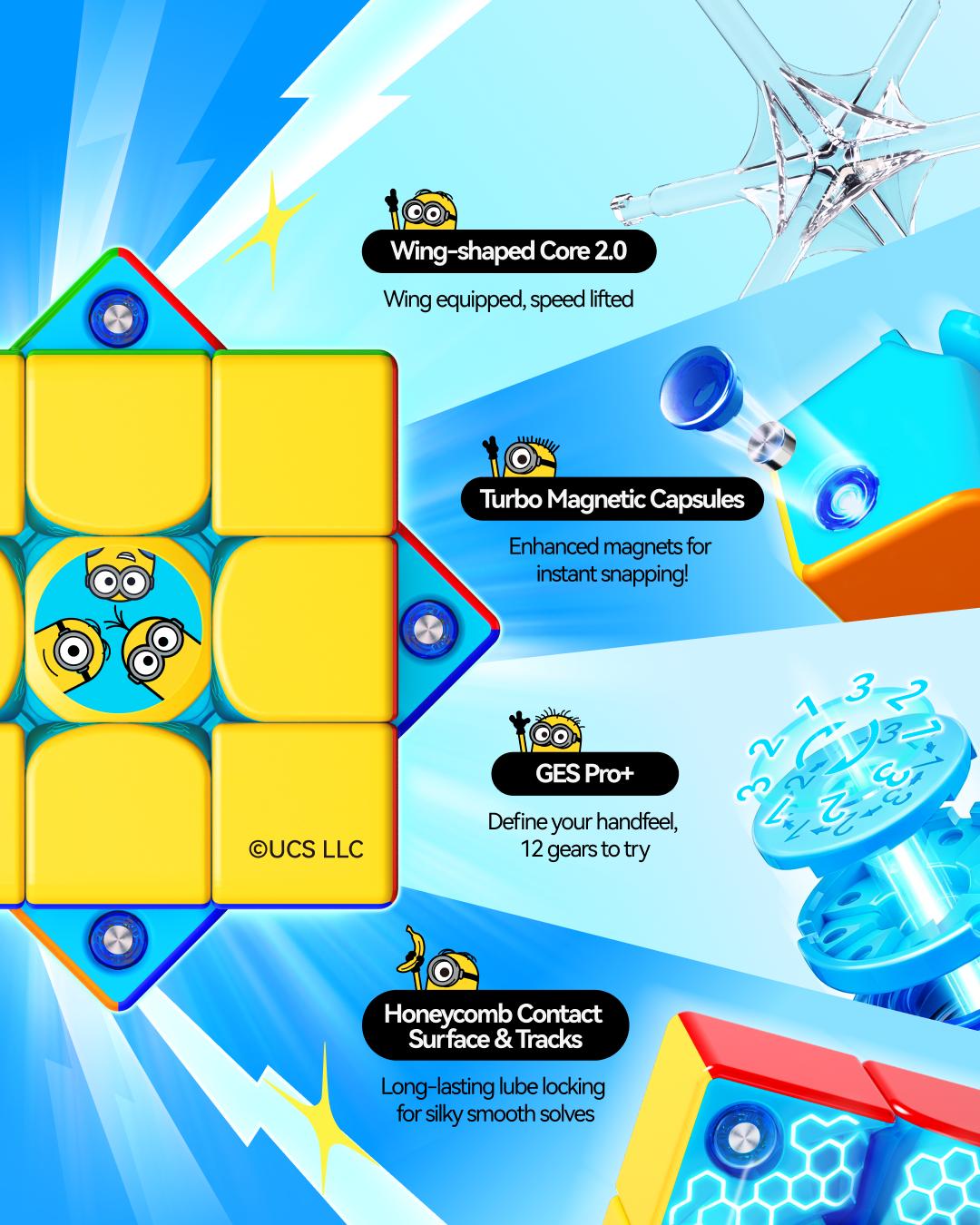GAN 356 ME 3x3 Magnetic Minions Edition stickerless detail