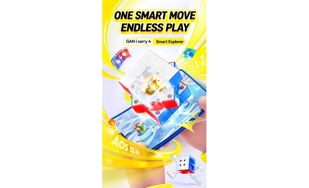 GAN i Carry 4 3x3 (Magnetic) - New Year Edition, Bluetooth Smart Cube