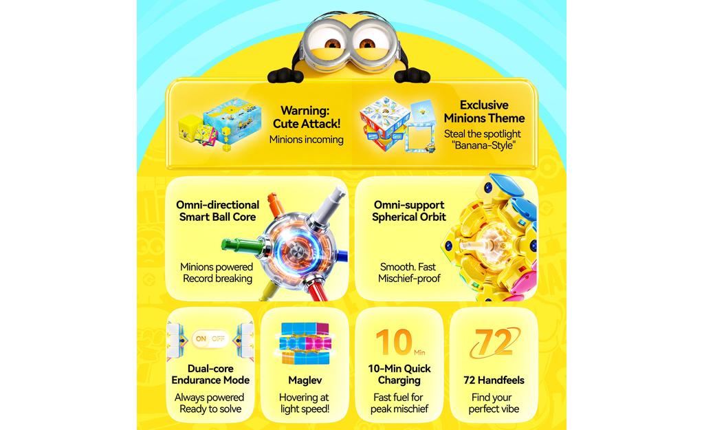 GAN i4 3x3 (Magnetic, MagLev, Ball-Core) - Minions Edition, Bluetooth Smart Cube