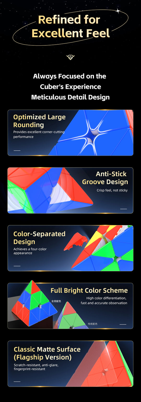QiYi M Pro Pyraminx Pioneer (Magnetic, MagLev, Core Magnets, UV Coated)