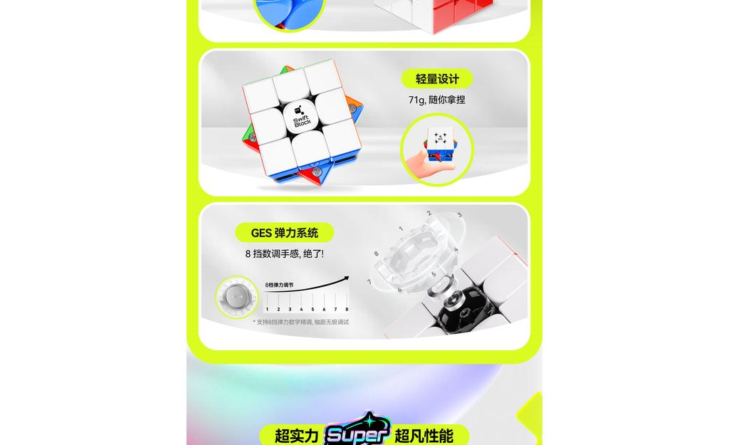 Swift Block Super 3x3 (Magnetic, MagLev, Core Magnets, UV Coated)