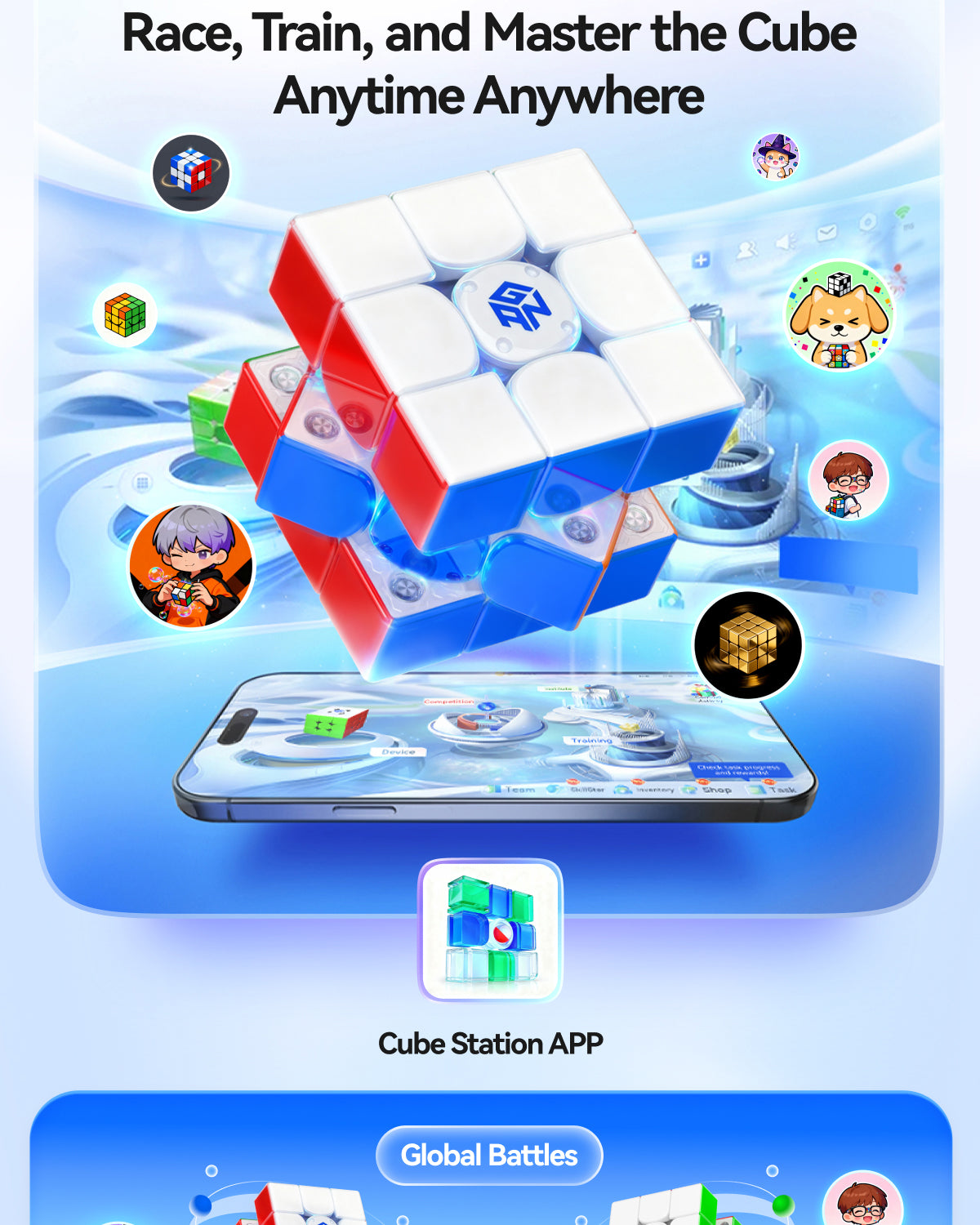 GAN i4 3x3 (Magnetic, MagLev, Ball-Core) - Bluetooth Smart Cube