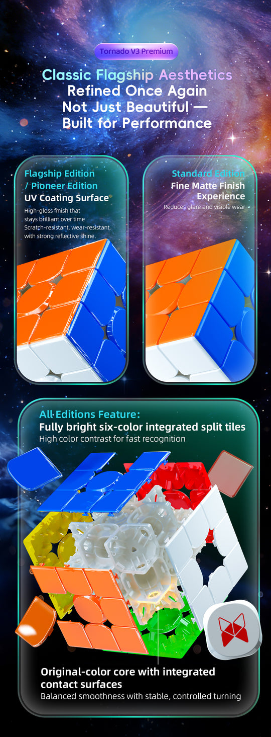 X-Man Tornado 3x3 V3 Premium, Flagship (Magnetic, Ball-Core, UV Coated)