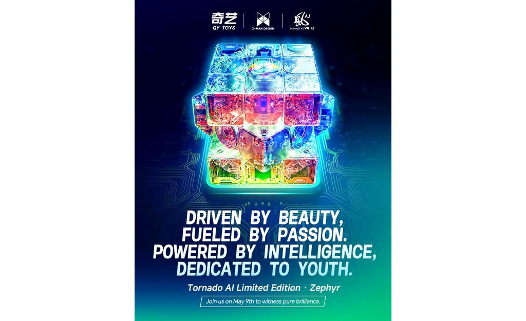 X-Man Tornado V4 AI 3x3 (Magnetic, Ball-Core, UV Coated) - Zephyr Edition, Bluetooth Smart Cube
