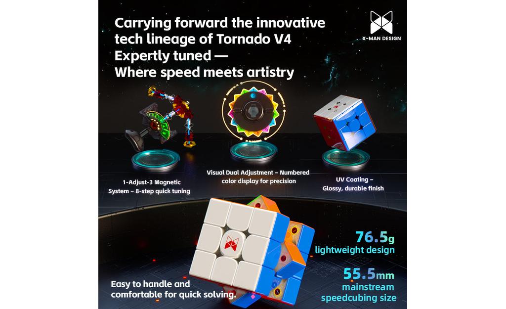 X-Man Tornado V4 AI 3x3 (Magnetic, UV Coated) + Charging Case - Bluetooth Smart Cube | SpeedCubeShop